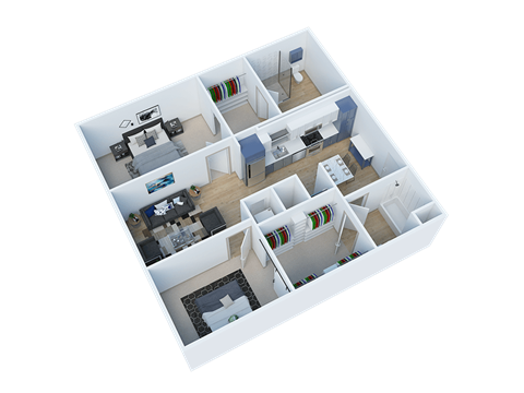Floor plan for 2 beds, 2 baths, 1088 sqft
